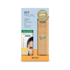 KIT ISDIN PROTETOR SOLAR FACIAL FUSION WATER MÉDIA FPS60 50ML + ÁGUA MICELAR 400ML