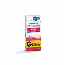 MALEATO DEXCLORFENIRAMINA 2MG 20 COMPRIMIDOS EMS GENÉRICO