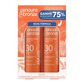 KIT CENOURA E BRONZE PROTETOR SOLAR CORPORAL AEROSOL FPS30 2 UNIDADES 200ML CADA