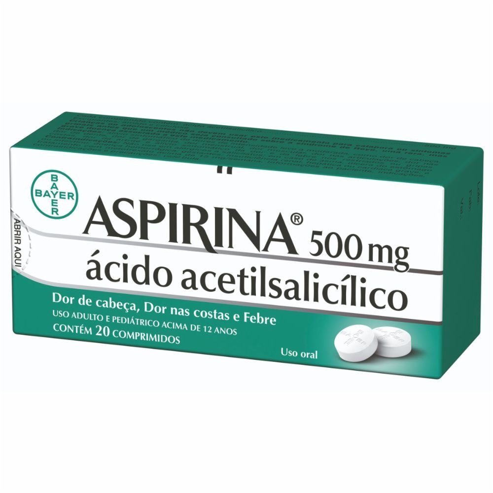 Analgésico Aspirina 500mg  Bayer 20 Comprimidos