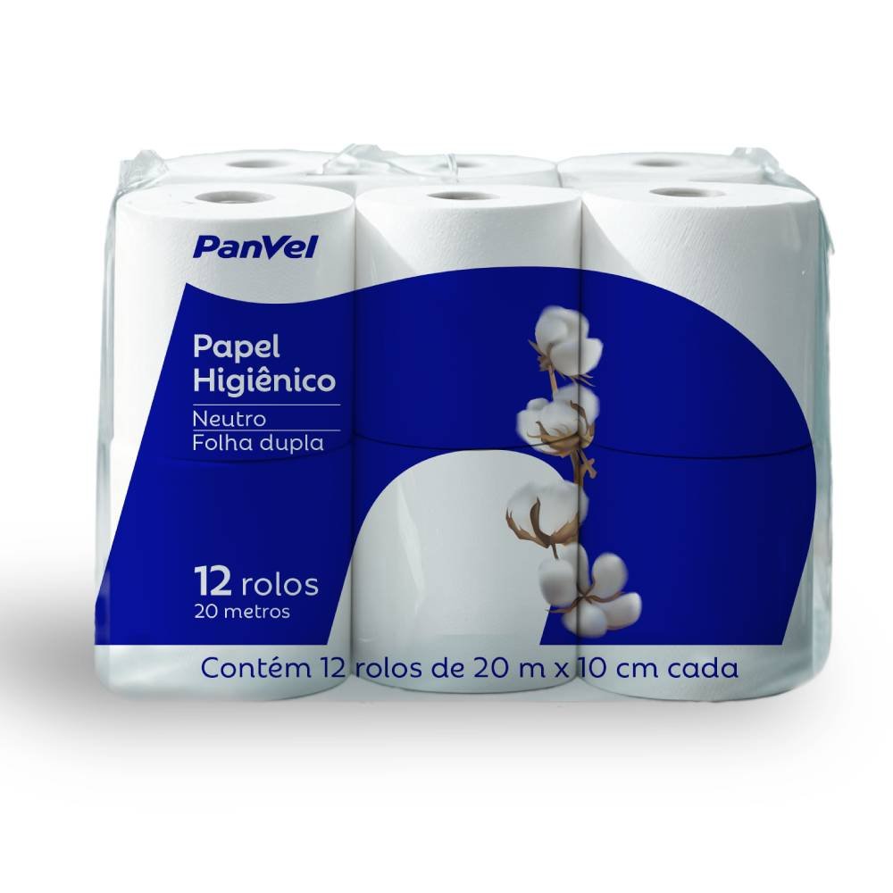 Papel Higiênico Panvel Folha Dupla 12 Rolos 20m Cada