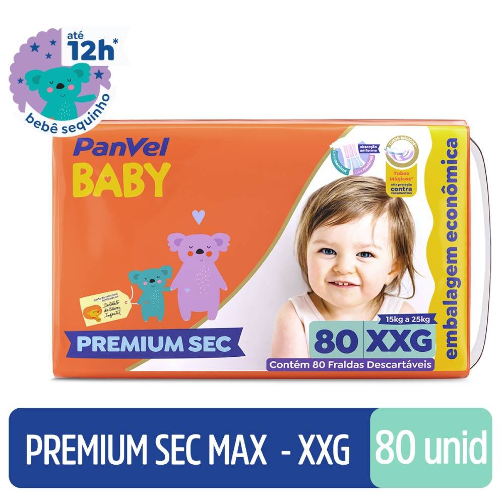 Fralda Panvel Baby Premium Sec Max Xxg Com 80 Unidades