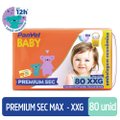 Kit Chá De Fralda Panve Baby Premium Sec Max Xxg Com 80 Unidades + Lenços Umedecidos Baby 140 Unidades