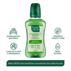 ENXAGUANTE BUCAL BONI NATURAL MENTA E MELALEUCA 250ML