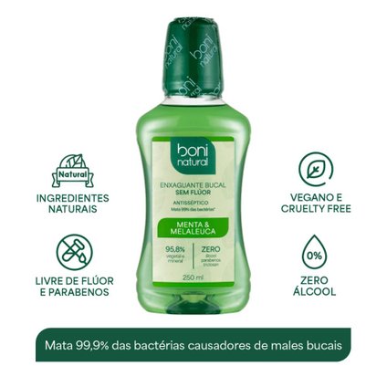 ENXAGUANTE BUCAL BONI NATURAL MENTA E MELALEUCA 250ML