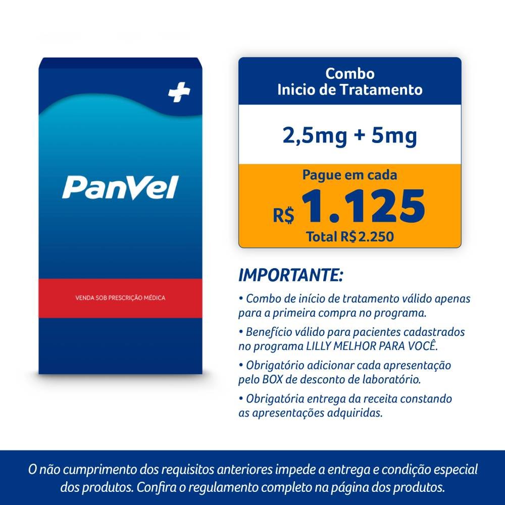 Mounjaro 2,5mg Tirzepatida 0,5ml 4 Canetas Injetáveis Geladeira