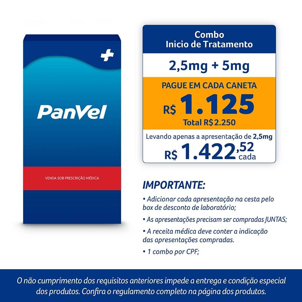 Mounjaro 2,5mg Tirzepatida 0,5ml 4 Canetas Injetáveis Geladeira