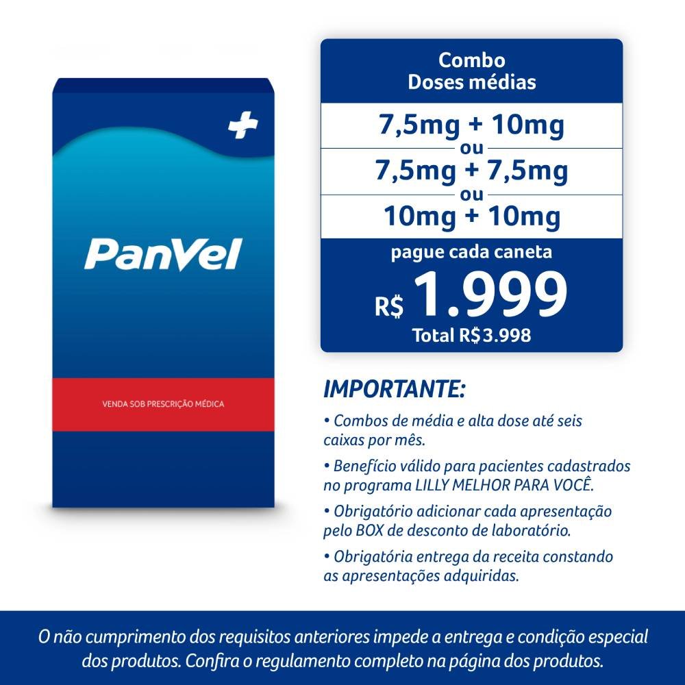 Mounjaro 10mg Tirzepatida 0,5ml 4 Canetas Injetáveis Geladeira