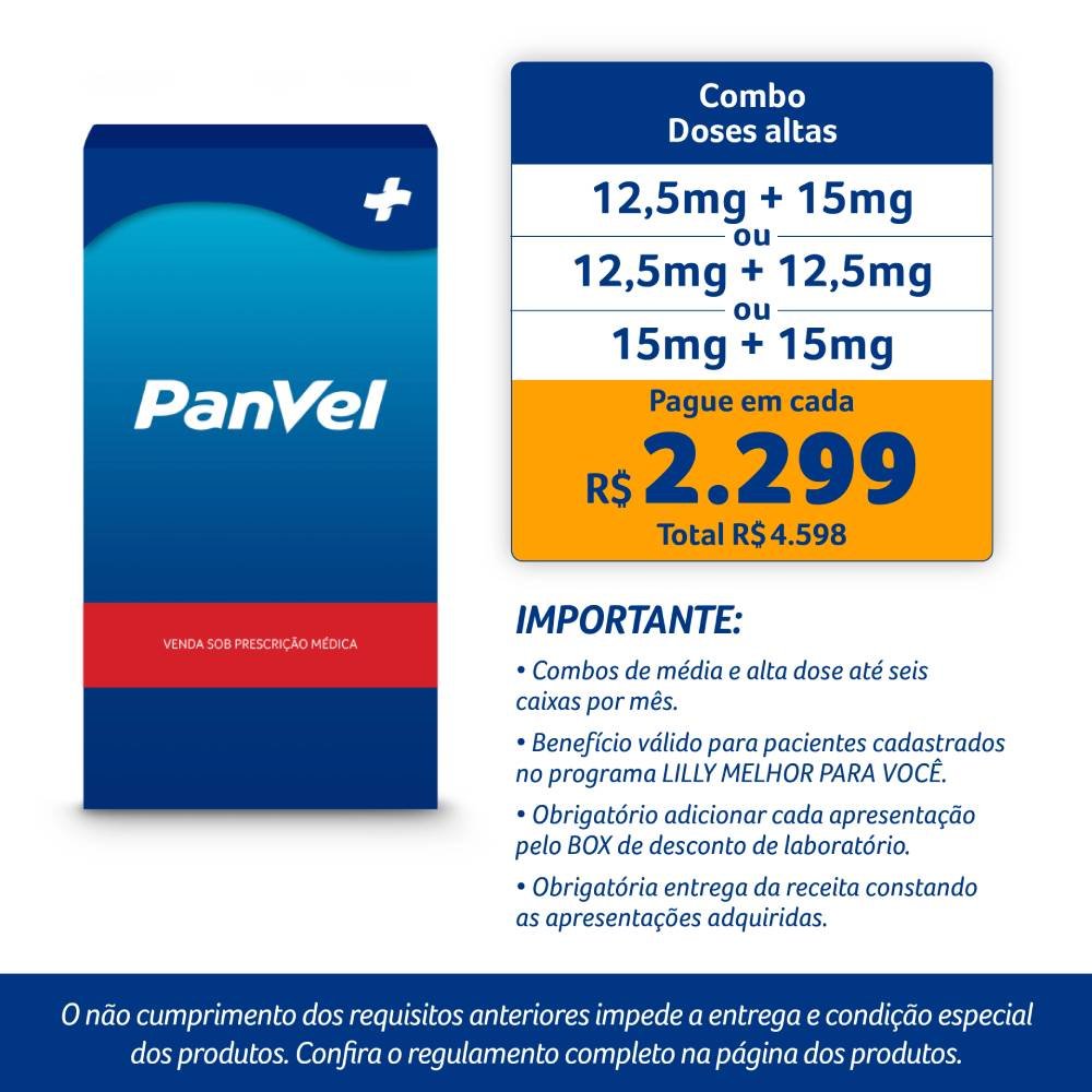 Mounjaro 15mg Tirzepatida 0,5ml 4 Canetas Injetávies Geladeira