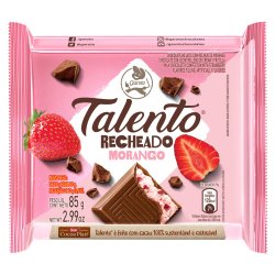 Chocolate Garoto Talento Ao Leite Recheado Com Morango 85g