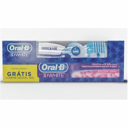 ESCOVA DENTAL ORAL-B INDICATOR + CREME DENTAL 3D-WHITE 70G