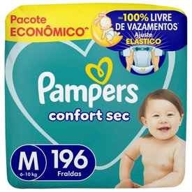 FRALDA PAMPERS CONFORT SEC ULTRA M 196 UNIDADES