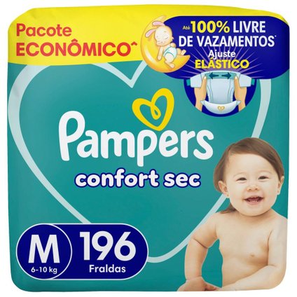 FRALDA PAMPERS CONFORT SEC ULTRA M 196 UNIDADES