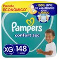 Kit Chá De Fralda Pampers Confort Sec Ultra Xg 148 Unidades + Lenços Umedecidos Aloe Vera Leve 4 Pague 3 Com 48 Unidades