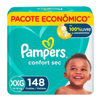 FRALDA PAMPERS CONFORT SEC ULTRA XXG COM 148 UNIDADES