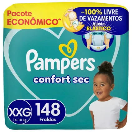 FRALDA PAMPERS CONFORT SEC ULTRA XXG 148 UNIDADES