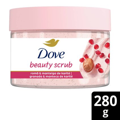 SABONETE ESFOLIANTE CORPORAL DOVE BEAUTY SCRUB ROMÃ E MANTEIGA DE KARITÉ280G