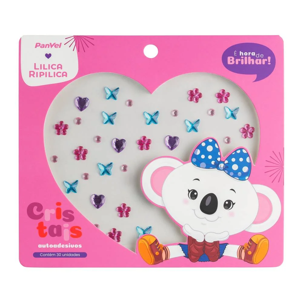 Cartela Pedrinhas Autodesivas Faciais Panvel Lilica Ripilica 30 Unidades