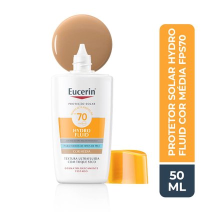 PROTETOR SOLAR FACIAL EUCERIN HYDRO FLUID MÉDIA FPS70 50ML