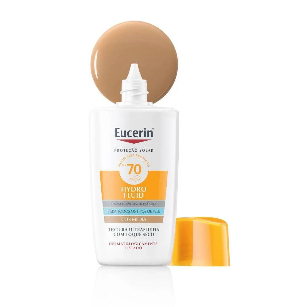 Protetor Solar Facial Eucerin Sun Hydro Fluid Cor Média Fps70 50ml