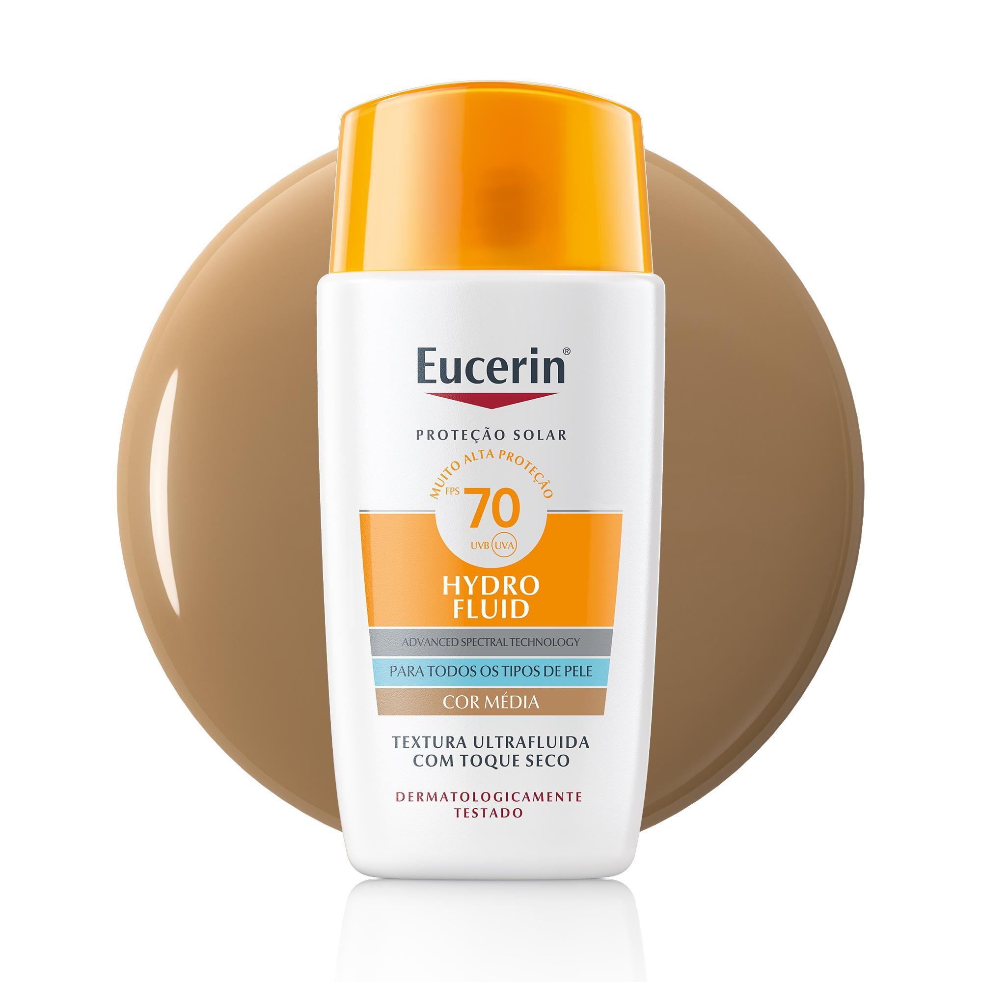 Protetor Solar Facial Eucerin Sun Hydro Fluid Cor Média Fps70 50ml
