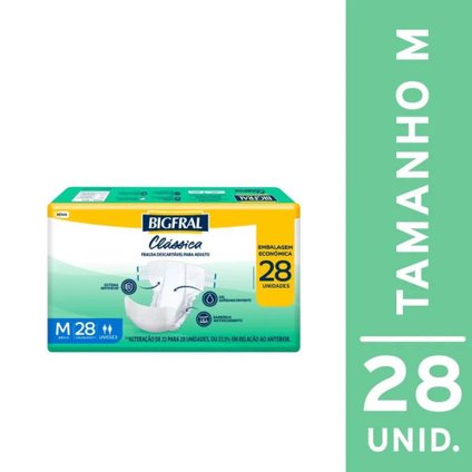 FRALDA ADULTO BIGFRAL CLÁSSICA ECONOMICA M 28 UNIDADES