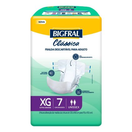 FRALDA ADULTO BIGFRAL CLÁSSICA ECONOMICA XG 7 UNIDADES