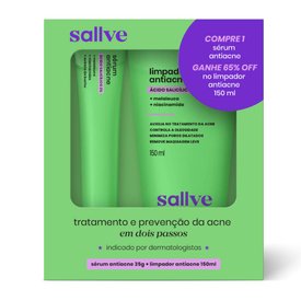 KIT TRATAMENTO FACIAL SALLVE ANTIACNE SÉRUM 35G + LIMPADOR 150ML