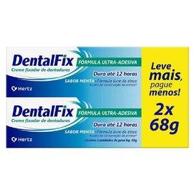 KIT DENTALFIX CREME FIXADOR DE DENTADURAS SABOR MENTA 2 UNIDADES 68G CADA