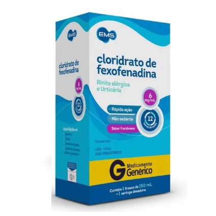 CLORIDRATO DE FEXOFENADINA 6MG/ML 150ML EMS GENÉRICO