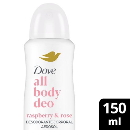 DESODORANTE CORPORAL AEROSOL DOVE ALL OVER BODY RASPBERRY & ROSE 150ML