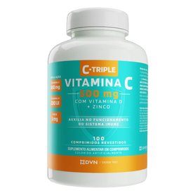 SUPLEMENTO ALIMENTAR VITAMINA C + VITAMINA D + ZINCO 500MG C-TRIPLE 100 UNIDADES