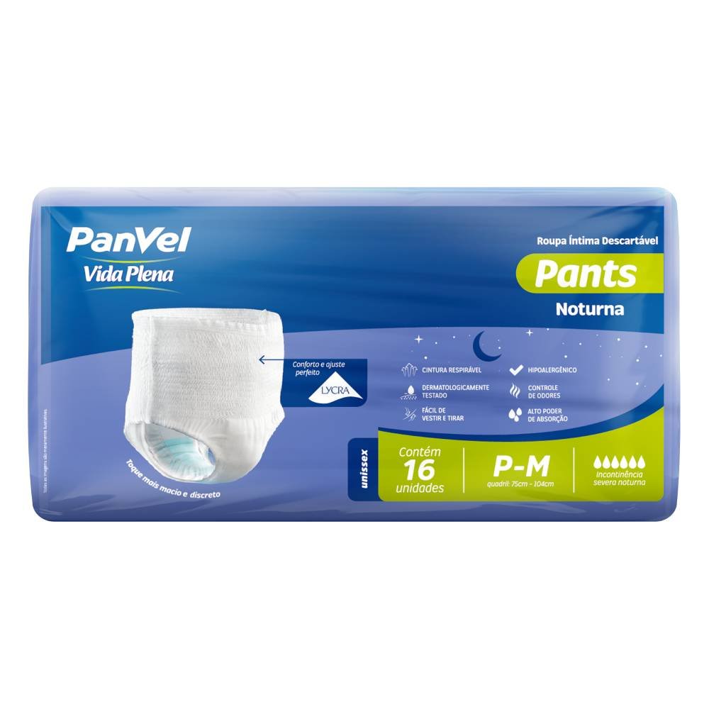 Roupa Íntima Panvel Vida Plena Noturna P/m 16 Unidades