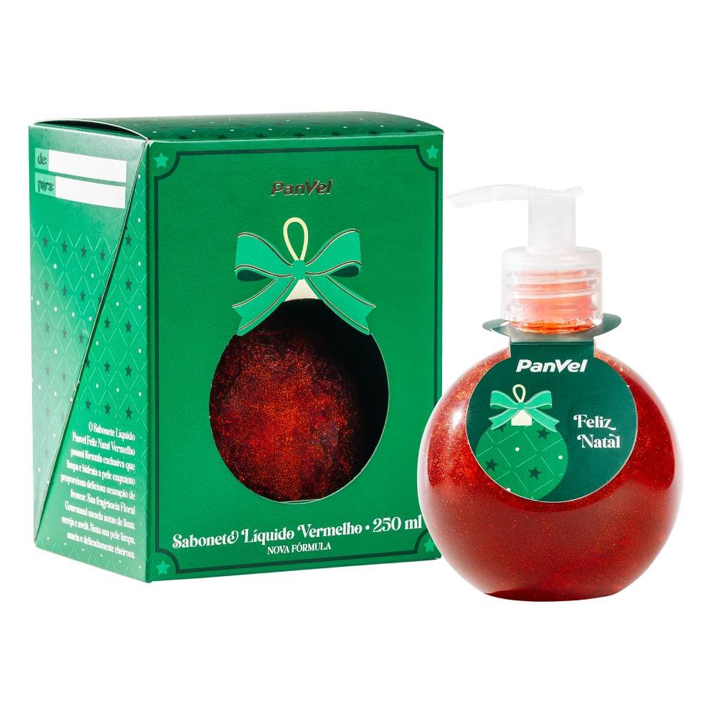 Sabonete Líquido Para Mãos Vermelho Panvel 250ml - Presente De Natal