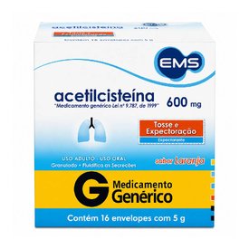 ACETILCISTEINA 600MG 16 ENVELOPES DE 5G SABOR LARANJA EMS GENÉRICO L