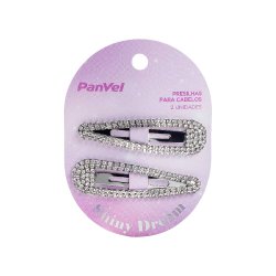 Kit Com 2 Presilhas De Metal Para Cabelo Panvel Shiny Dream Strass Prata