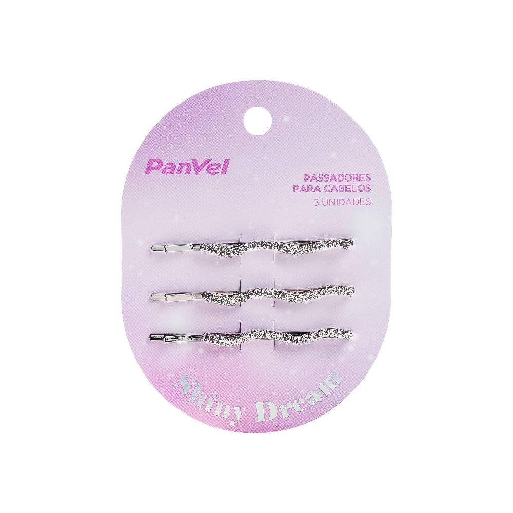 Kit 3 Passadores De Metal De Cabelo Panvel Shiny Dream Strass Prata