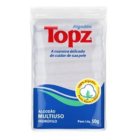 ALGODÃO MULTIUSO HIDRÓFILO ZIGZAG TOPZ 50G
