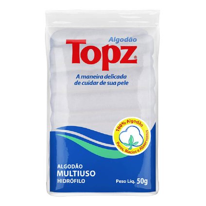ALGODÃO MULTIUSO HIDRÓFILO ZIGZAG TOPZ 50G