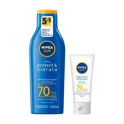 KIT NIVEA SUN PROTETOR SOLAR CORPORAL FPS70 200ML + FACIAL FPS70 40ML