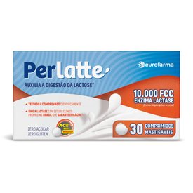 PERLATTE 10.000 FCC ENZIMA LACTASE MASTIGÁVEL 30 COMPRIMIDOS