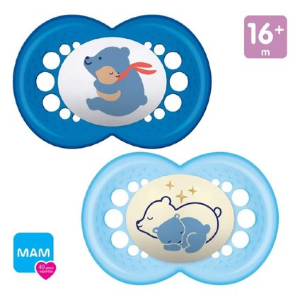 CHUPETA MAM ORIGINAL DAYNIGHT 16+ MESES AZUL 2 UNIDADES