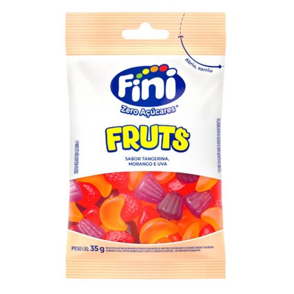 BALA FINI ZERO AÇÚCAR FRUTS MORANGO, TANGERINA E UVA 35G