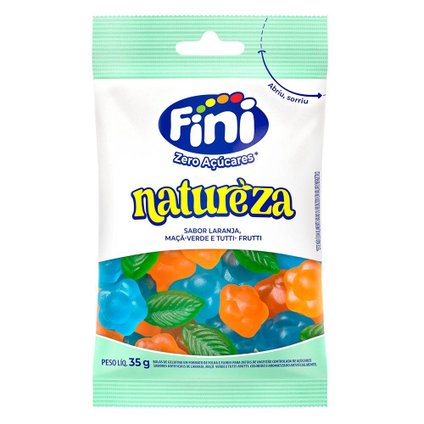 BALA FINI ZERO AÇÚCAR NATUREZA LARANJA, TUTTI-FRUTTI E MAÇÃ VERDE 35G