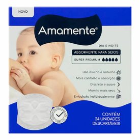 ABSORVENTE PARA SEIOS AMAMENTE SUPER PREMIUM DIA E NOITE 24 UNIDADES