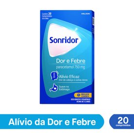 Sonridor Dor E Febre Paracetamol 750mg 20 Comprimidos