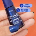 ESMALTE AZUL RISQUÉ & CHILLI BEANS ASAS PARA LIBERDADE METÁLICO 8ML