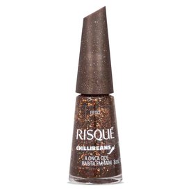 ESMALTE MARROM RISQUÉ CHILLI BEANS A ONÇA QUE HABITA EM MIM EFEITO 8ML