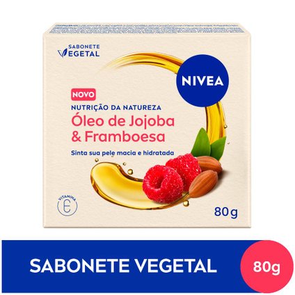 SABONETE CORPORAL VEGETAL EM BARRA NIVEA NUTRIÇÃO DA NATUREZA ÓLEO DE JOJOBA E FRAMBOESA 80G