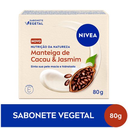 SABONETE CORPORAL VEGETAL EM BARRA NIVEA NUTRIÇÃO DA NATUREZA MANTEIGA DE CACAU E JASMIM 80G
